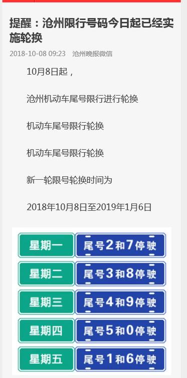 今天限号限几号沧州?今日限号沧州限行区域?-第1张图片-巾百福 今天限号限几号沧州?今日限号沧州限行区域?-第1张图片-巾百福