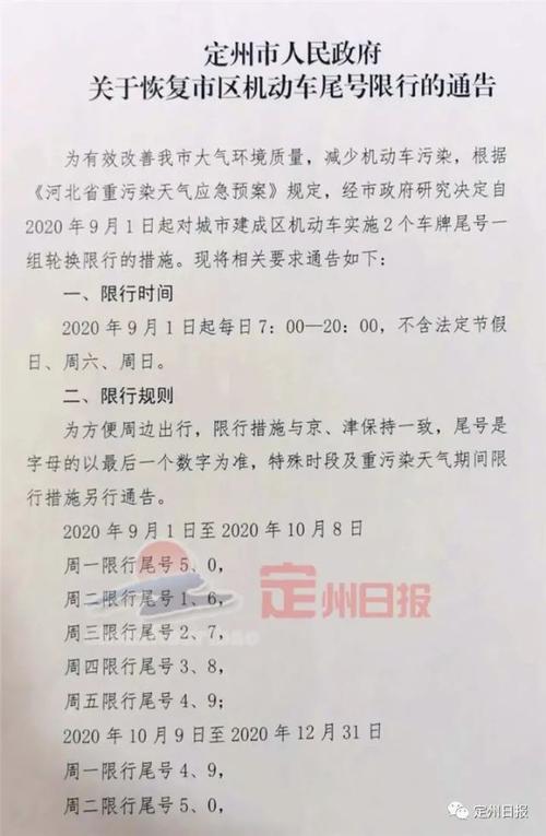 定州限号今天限几号，定州限号查询明天？-第5张图片-巾百福